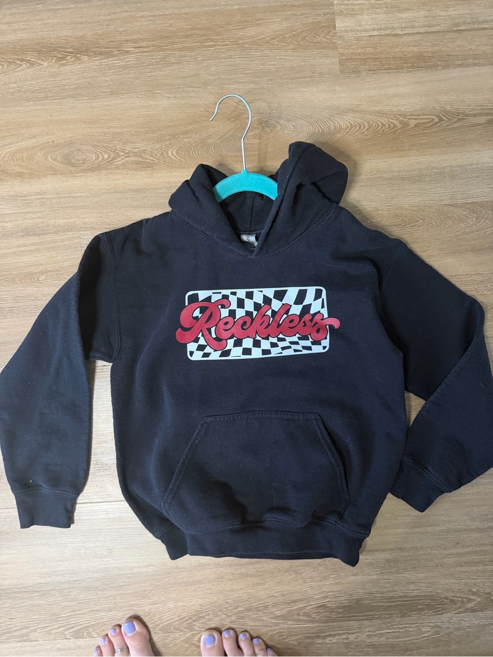 Reckless Black Kids Hoodie size 6/7 with Checkerboard Logo
